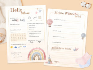 Babyparty Spiel Ausfüllkarten LovenauDesign