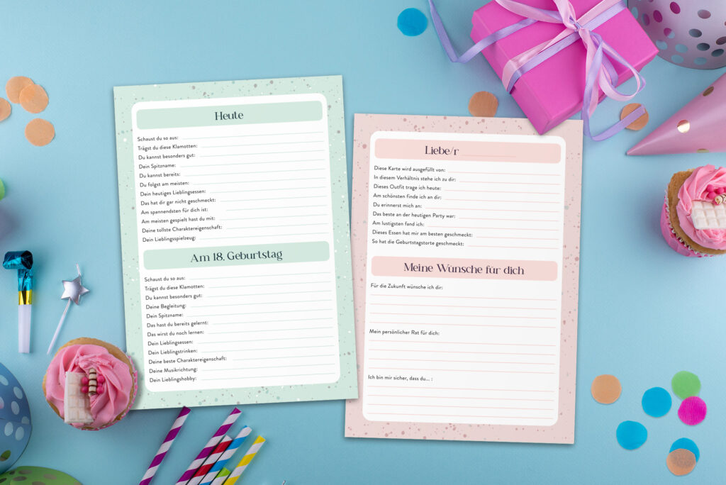 Zeitkapselkarten Baby Blau Rosa LovenauDesign