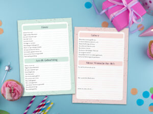 Zeitkapselkarten Baby Blau Rosa LovenauDesign
