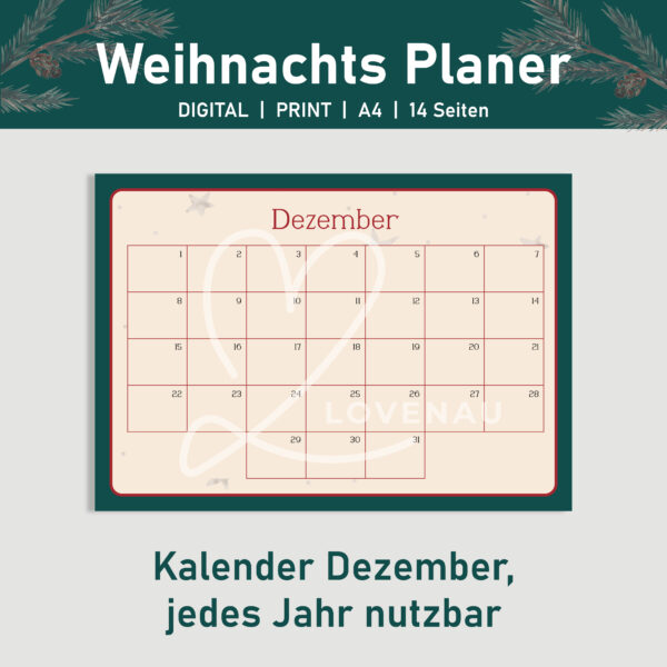 Weihnachtsplaner zum Ausdrucken – Bild 3